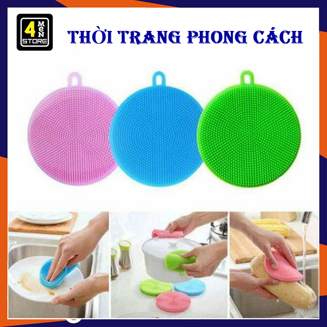 [HCM]⚡ Giá Rẻ ⚡ Miếng Rửa Bát Chén Dĩa Silicon Tiện Lợi Cho Nhà Bếp - Miếng Rửa Chén Bát Xoong Nồi Silicon Có Lỗ Treo