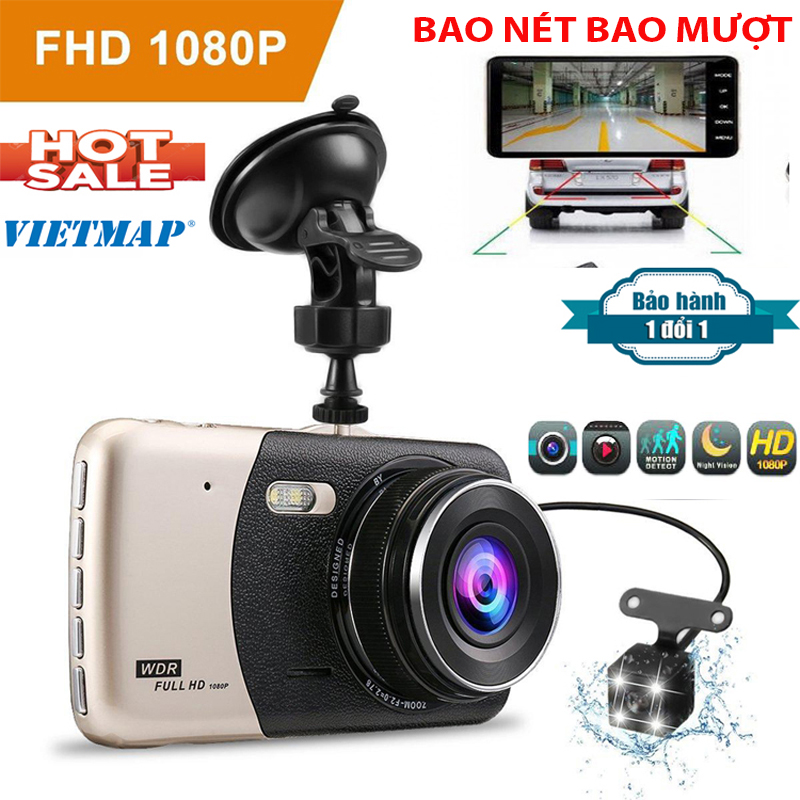 [TẶNG THẺ 32G]Camera Hành Trình VIET MAPS X007- Bao Gồm 2 Camera Trước và Sau- Cho Độ Phân Giải 1080P- Sử Dụng Tiếng Việt- Thời Gian Lưu Trữ Lên Đến 45 Ngày- Góc Quay Rộng 170 độ-  Bảo Hành 12 Tháng