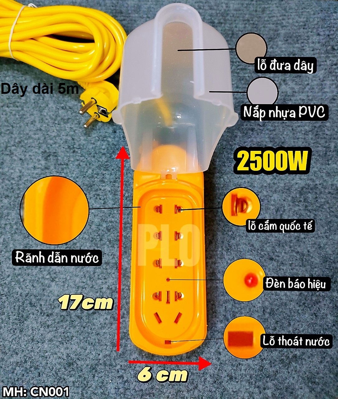 Ổ cắm điện chống nước dây 5m , ổ cắm điện cổng USB, ổ cắm điện thông dụng