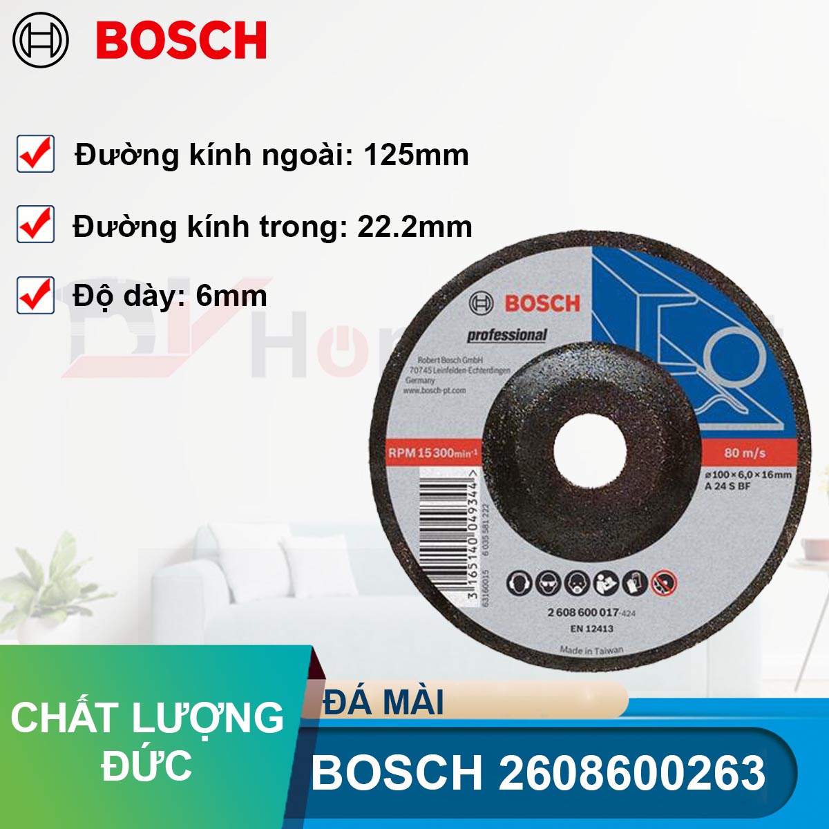 Đá mài bosch 125x6x22.2mm 2608600263