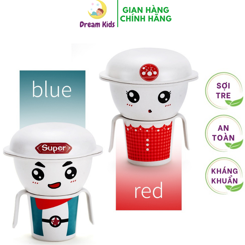 Bát ăn dặm cho bé sợi tre Bamboo Life- Bộ sản phẩm gồm cốc, bát, đĩa chất liệu tự nhiên an toàn cho bé