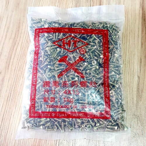 Gói 1kg vít bắt gỗ vàng đầu bằng size 4x15mm