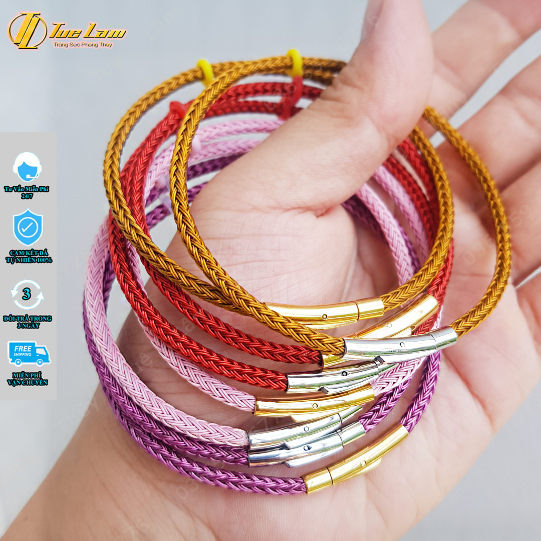 Dây Cáp Khóa Bấm Siêu Bền Đẹp - Màu Đỏ/Hồng/Tím/Vàng - Dây 3mm Phù Hợp mix charm, phụ kiện vòng tay - Tuệ Lâm