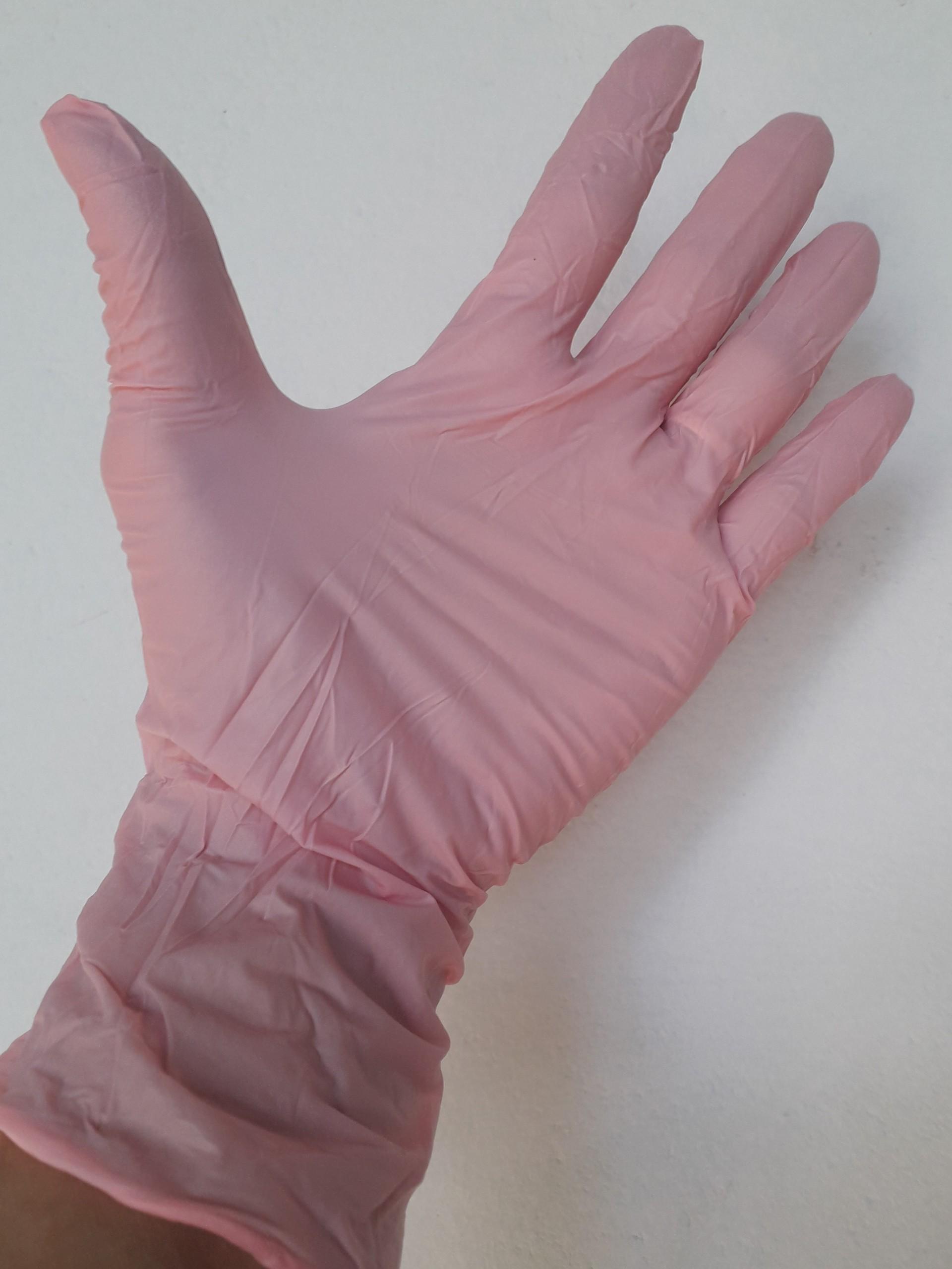Găng tay y tế nitrile không bột màu hồng size s