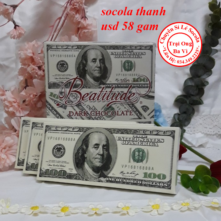 Socola cacao đen dạng thanh 58 gam hình đồng tiền usd