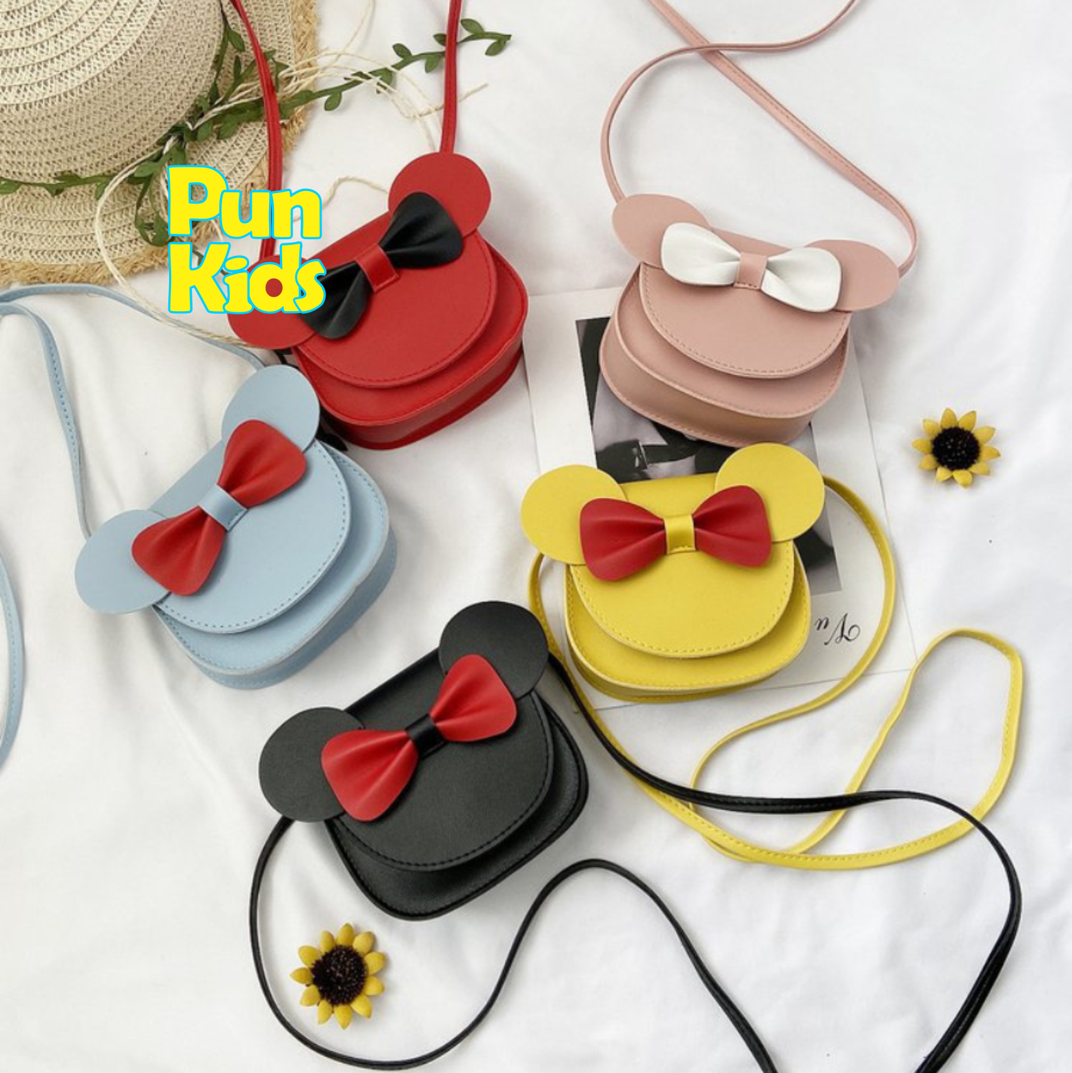 [HCM]Túi Đeo Chéo Mickey Nơ Thời Trang Hàn Quốc Cho Bé Gái Nhiều Màu Ngộ Nghĩnh