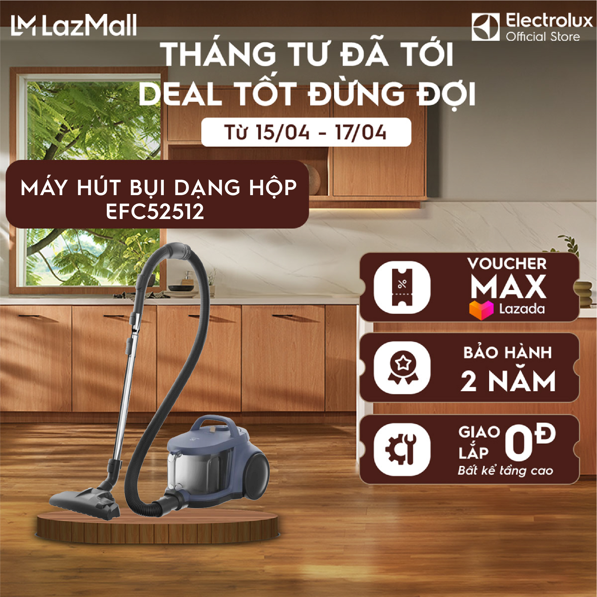 Máy hút bụi Electrolux có dây 3 Đầu hút EFC52512 5 Bước lọc loại bỏ tới 98,9% bụi siêu mịn