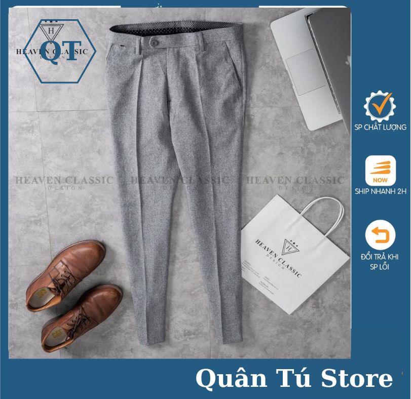 Quần Tây Âu Nam Đẹp Màu Xám Tiêu, form hàn quốc mặc cực kỳ tôn dáng, hàng y hình không giống hoàn tiền ạ