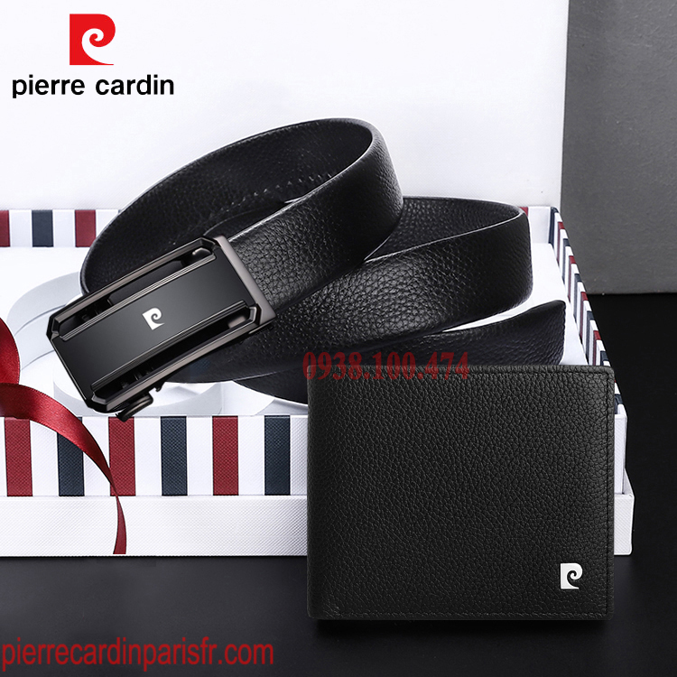 Combo thắt lưng ví Pierre Cardin chính hãng khóa chốt tự động da bò cao cấp