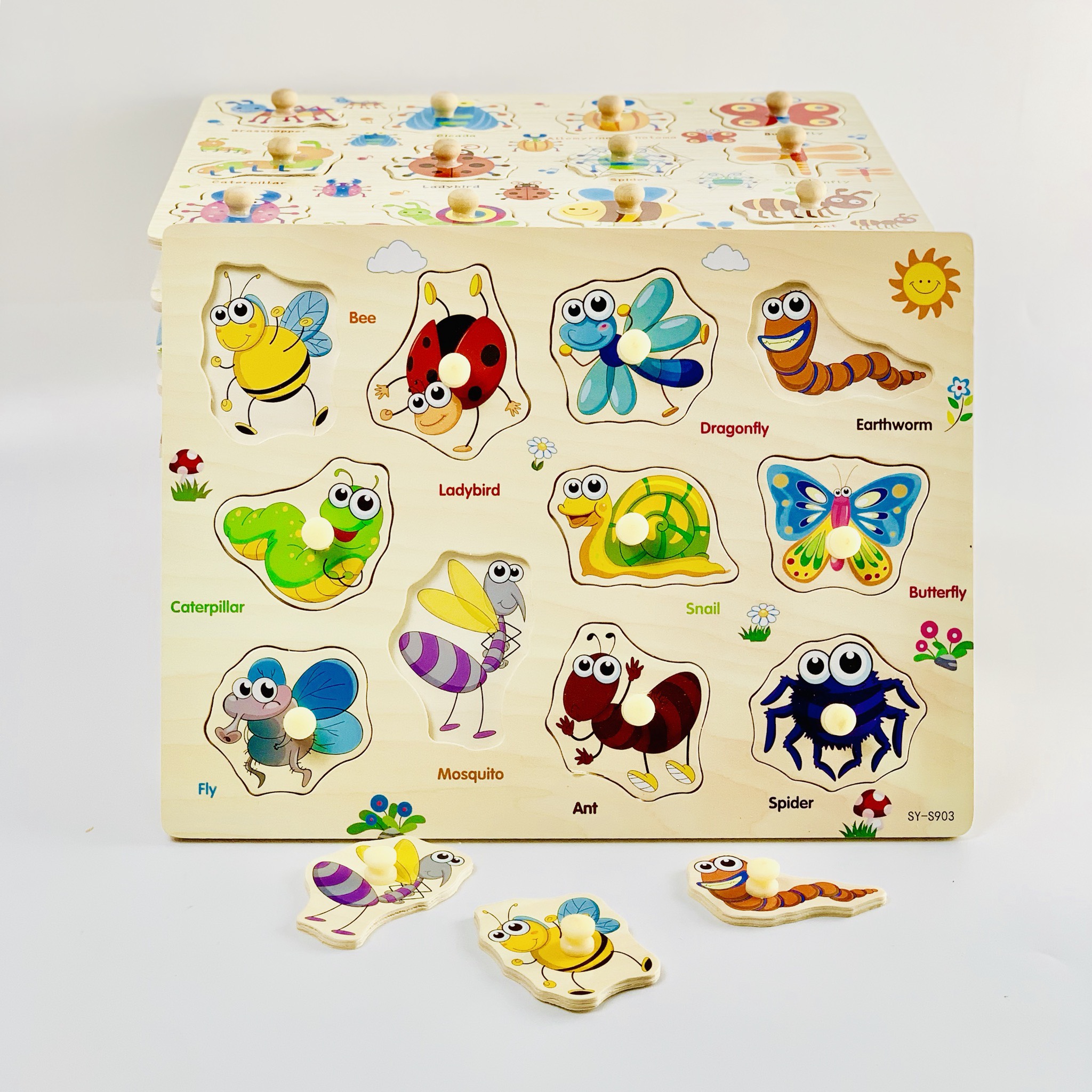 Set 5 bảng ghép hình có núm nhiều chủ đề cho bé