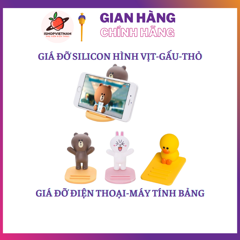 Giá đỡ điện thoại Thỏ cony, Gấu Brown, Vịt vàng siêu đáng yêu