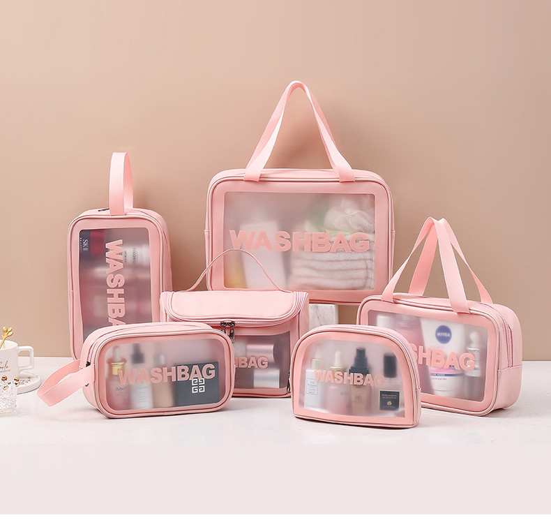 Túi Đựng đồ trang điểm trong suốt washbag Combo 6 nhựa PVC da Pu 3 màu đi bơi đi biển du lịch GSR