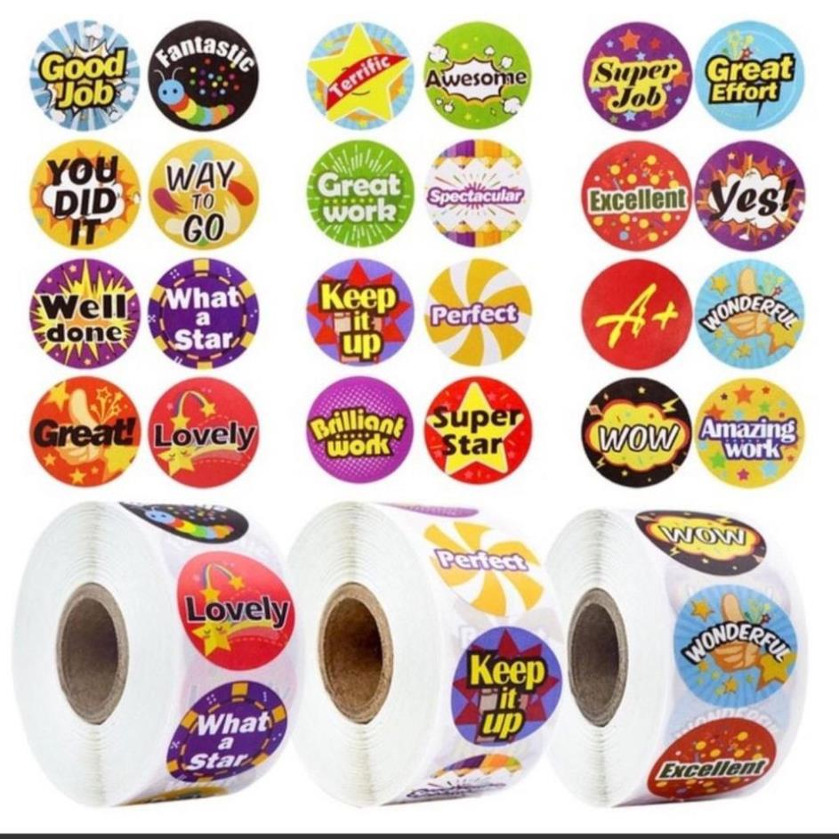 Sticker Tiếng Anh Khen Thưởng Cuộn 500 Nhãn