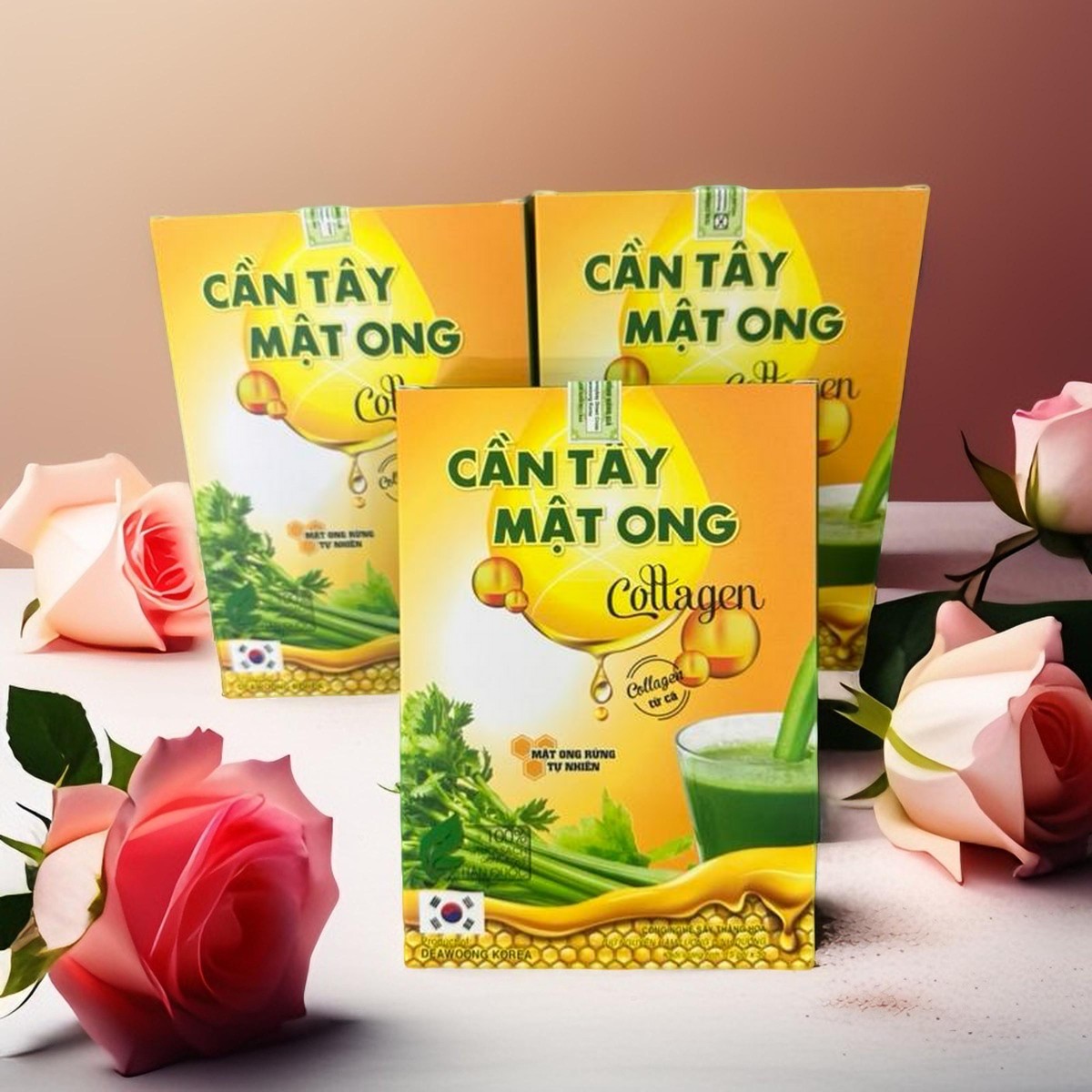 Bột Cần Tây Mật Ong Collagen Nguyên Chất Sấy Lạnh Hữu Cơ 75g (15 gói x 5g) - Ăn Kiêng, Giảm Cân, Đẹp Da, Giữ Đường