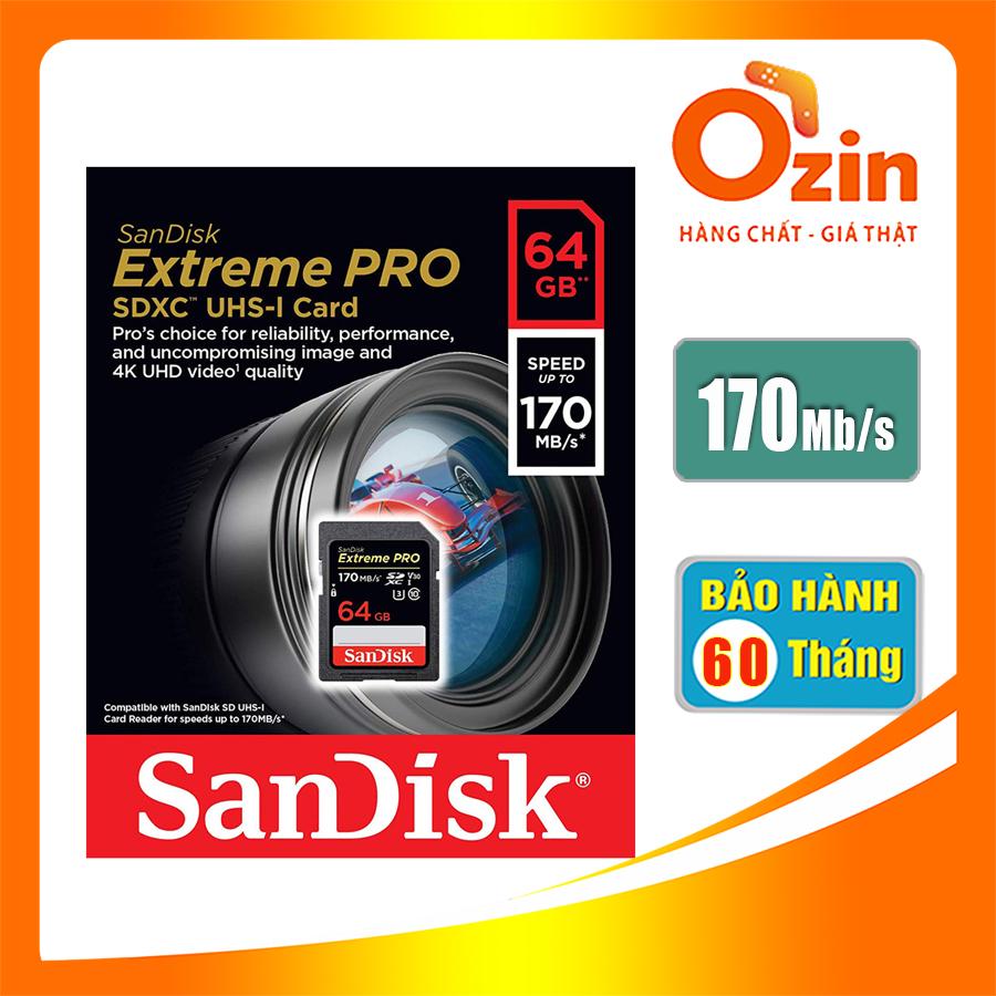 Thẻ nhớ SD sandisk Extreme PRO 64GB SDXC 170Mb/s UHS-I/U3 633x