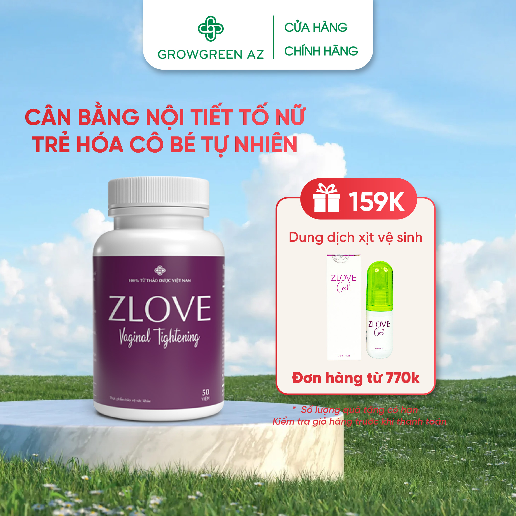 Viên uống Zlove se khít vùng kín, cân bằng nội tiết tố nữ, tăng cường sinh lý nữ ( Hộp 50 viên)