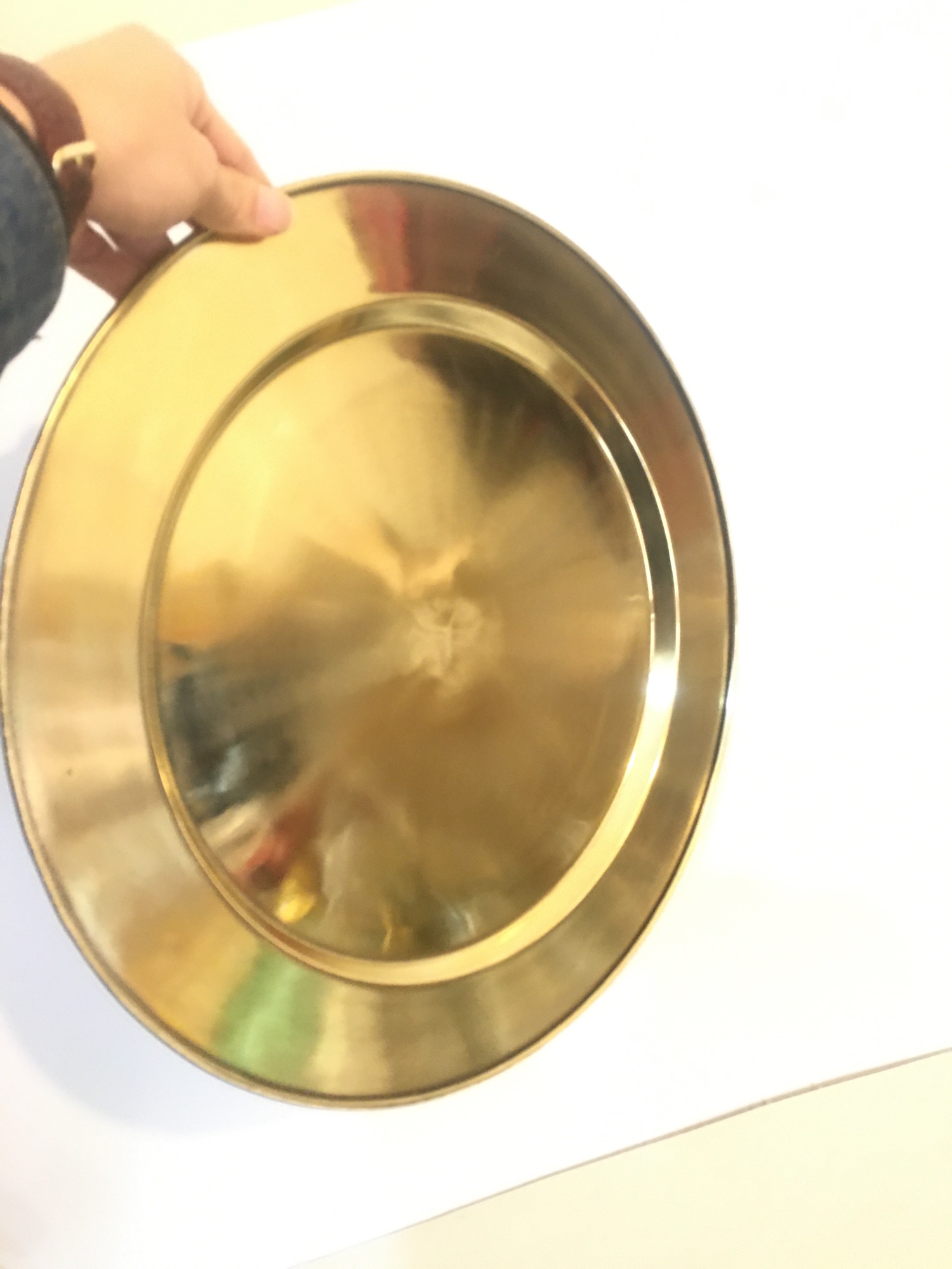 Mâm đồng đường kính 35cm năng 700g dày dặn sáng bóng