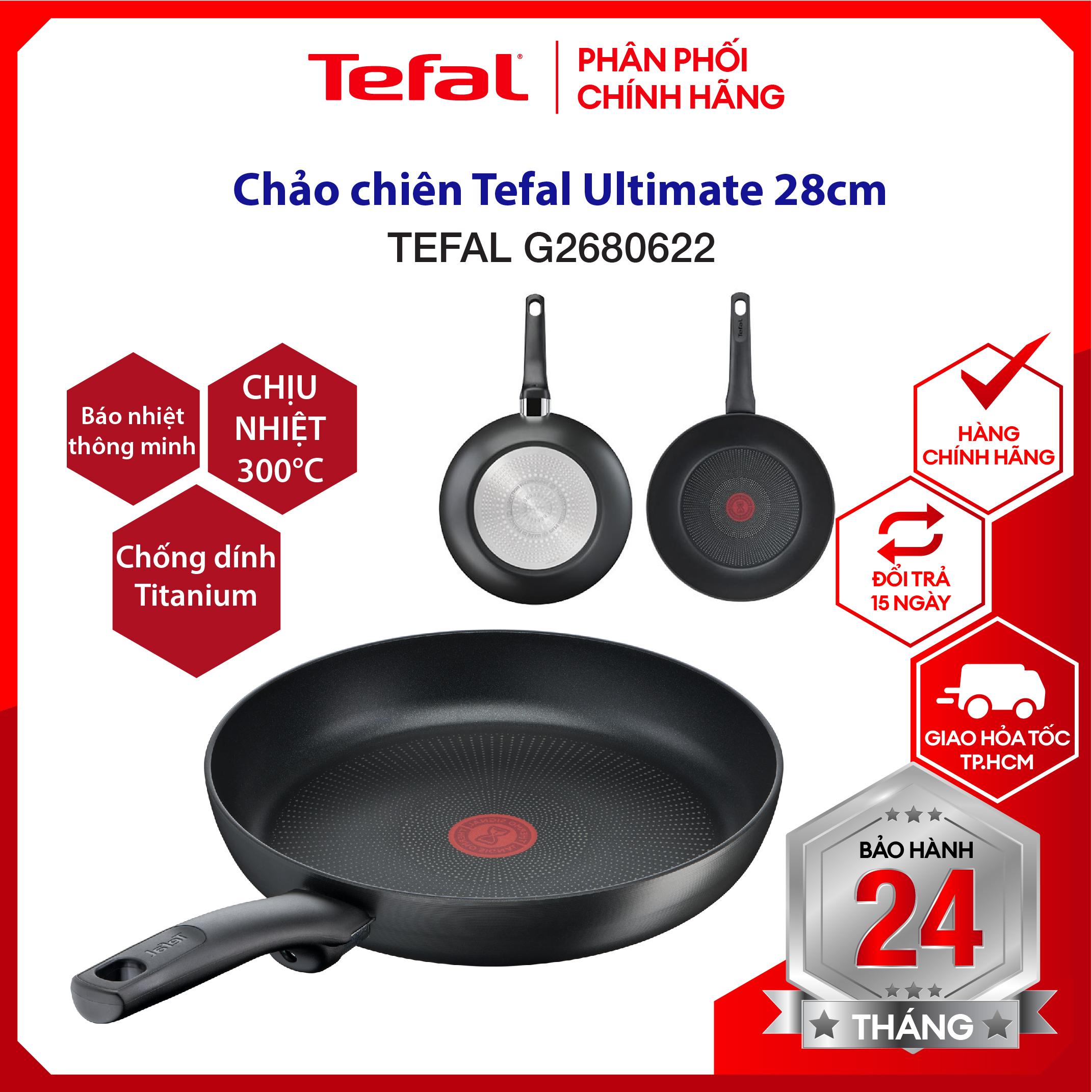|HỎA TỐC 2H| Chảo chiên, chảo chống dính Tefal Ultimate, có nhiều size, dùng mọi loại bếp, bảo hành 2 năm - sản xuất tại Pháp