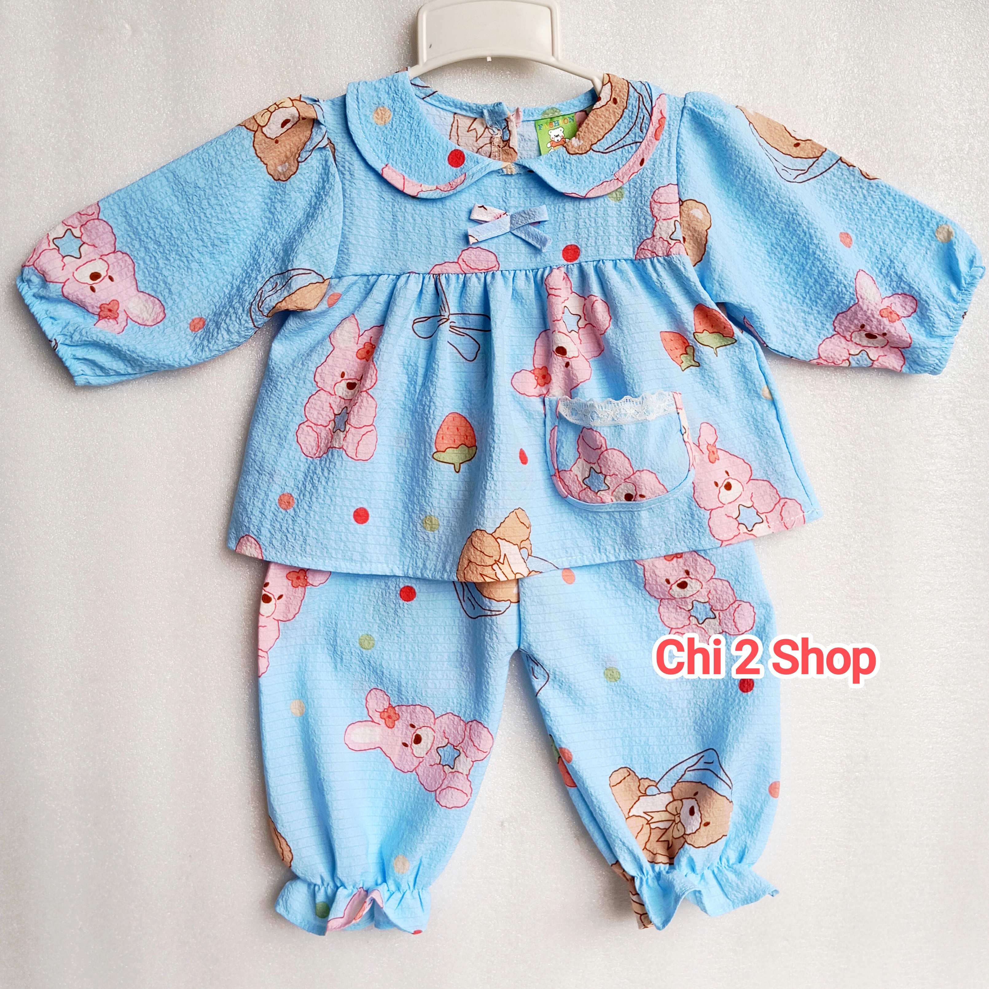 Girls' Long-Sleeved Clothes C2H35, Rice Foam Set, Newborn Children's Clothes, Children's Clothes under 3 Years Old, Cheap, Cool Home Clothes - 3