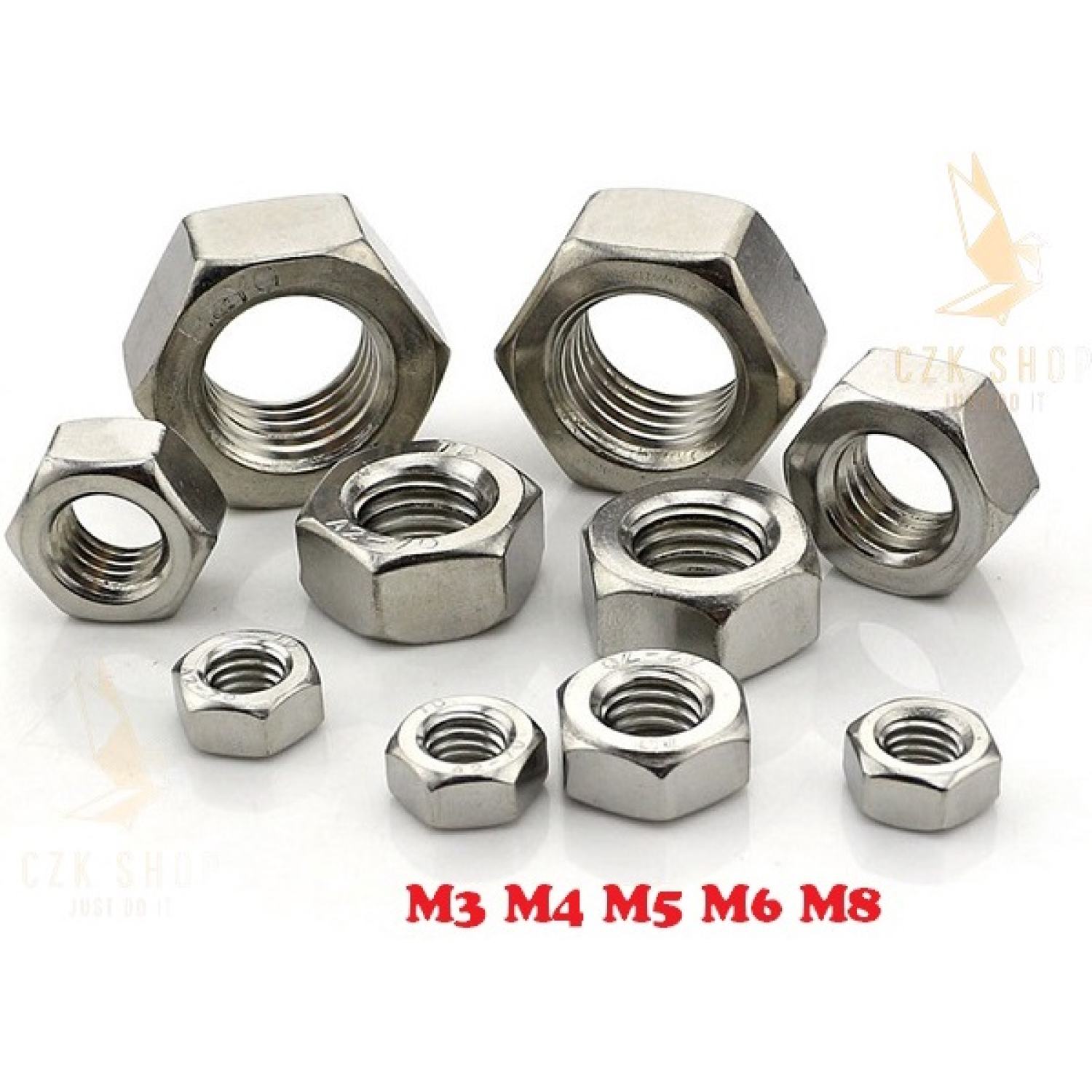Tán, đai ốc, ecu inox 304 cho ốc m3 m4 m5 m6 m8