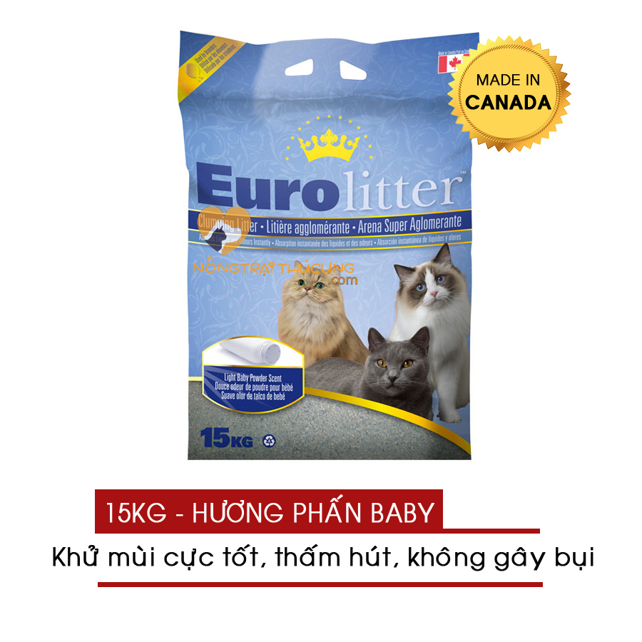 Cát vệ sinh cho mèo euro litter 15kg -