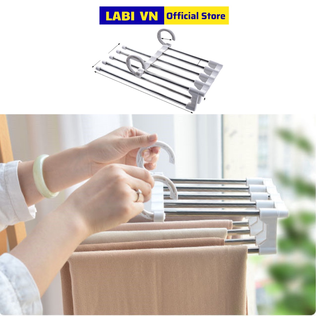 Móc treo quần áo đa năng labi vn lb233 treo gấp gọn đồ thông minh trong tủ quần áo