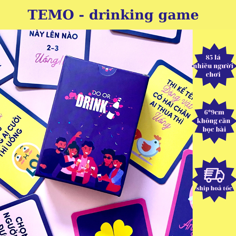 Bộ bài drinking game huệ nốc out tổng hợp 82 thẻ cho cặp đôi nhóm bùng nổ cuộc vui Temo toys