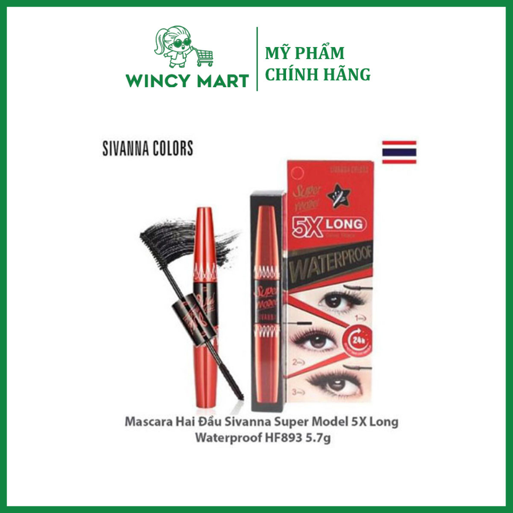 Mascara hai đầu sivanna super model 5x long - mascara 2 đầu thái lan làm dài, dày mi hiệu quả hf893