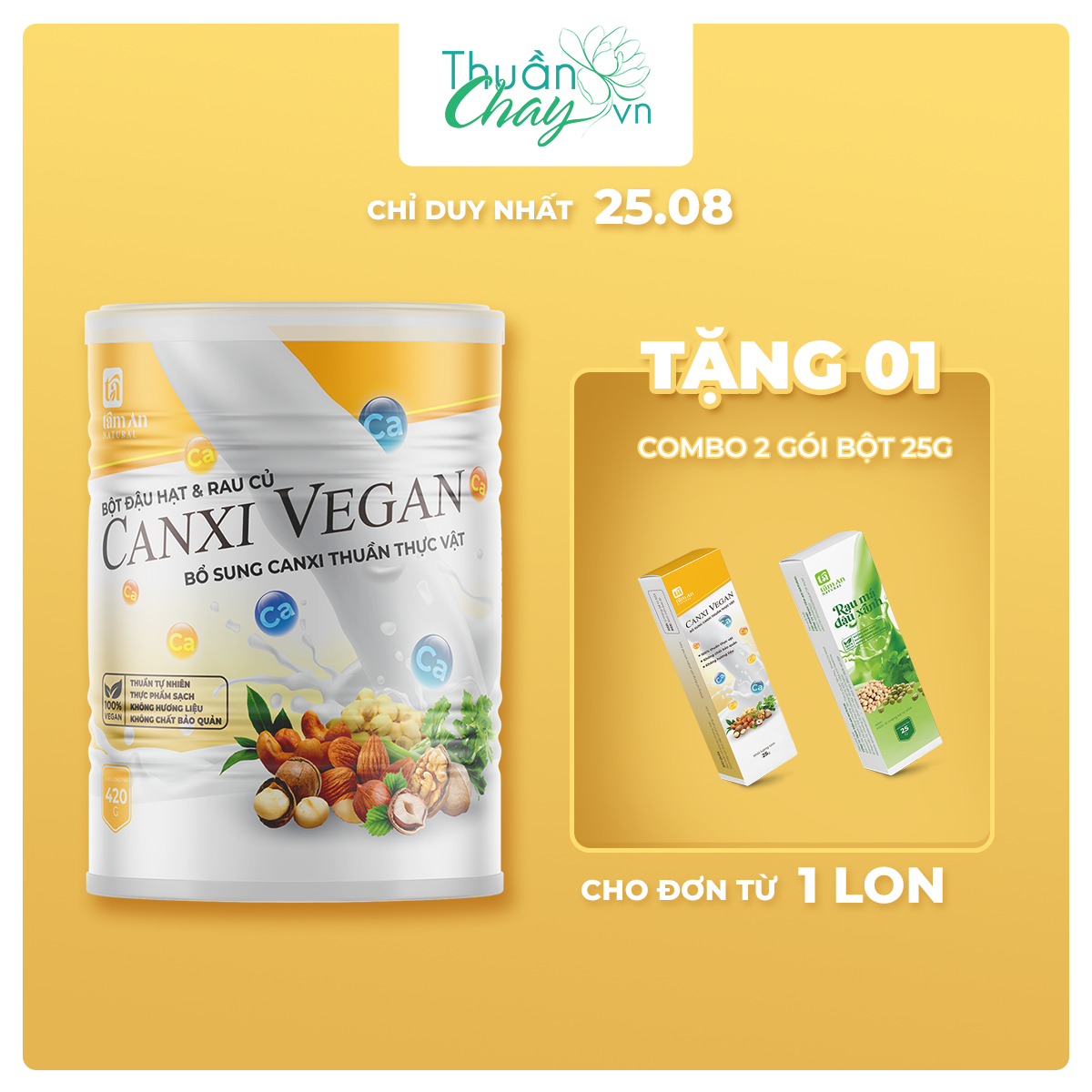 Canxi vegan 420g - bột ngũ cốc đậu hạt rau củ