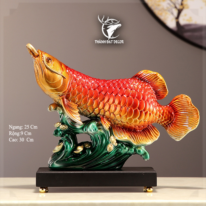Tượng phong thủy cá rồng kim long chiêu tài quà tặng tân gia khai trương sinh nhật