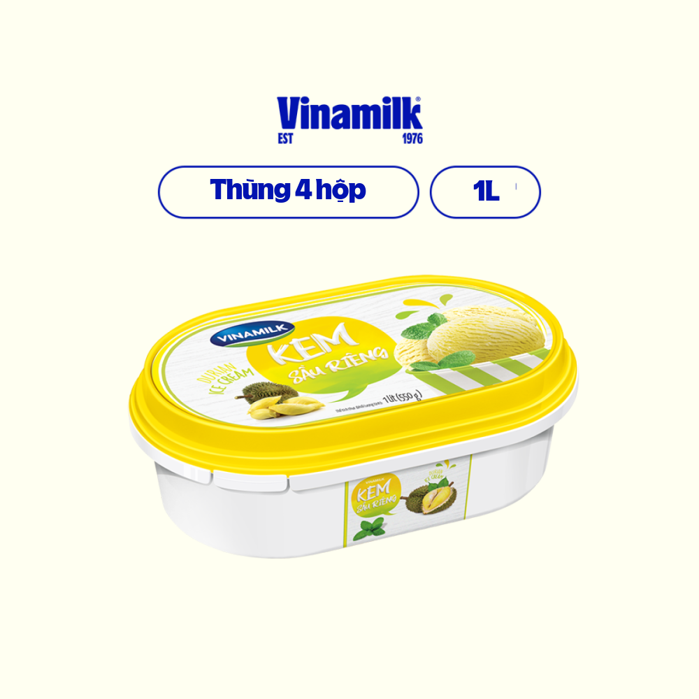 2 hộp kem vinamilk sầu riêng hộp 1l