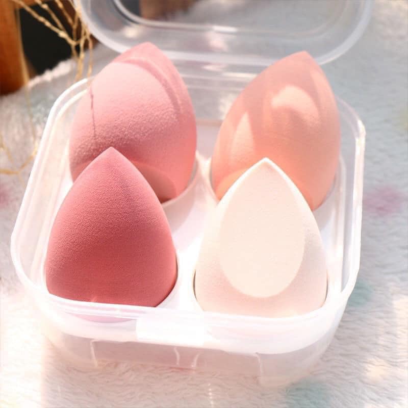 Bông mút tán phấn trang điểm hộp 4 cái màu pastel