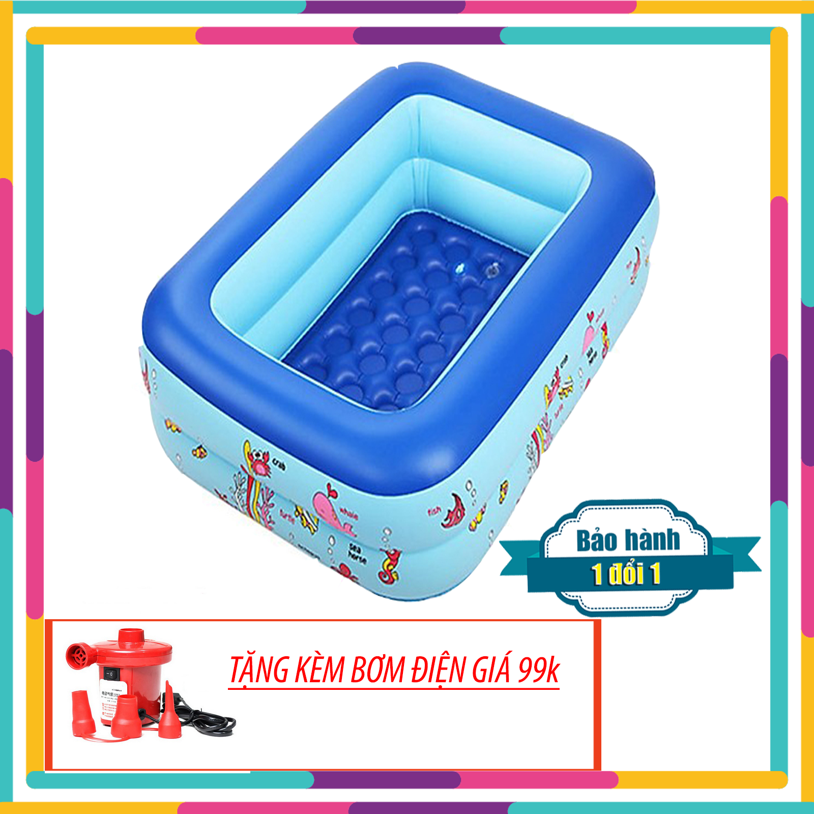 Bể bơi - Hồ bơi trẻ em- Bể bơi cho bé- Bể bơi phao 2 tầng cho bé size 115x85x35cm - Mẫu mới 2020 + TẶNG KÈM MIẾNG VÁ BỂ
