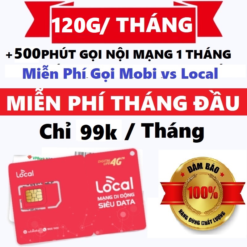 SIM 4G MOBI LOCAL A99 C90N Tặng ngay 120GB/tháng tương được 4GB/ngày - Miễn phí tháng đầu từ MƯỜNG THANH ROYAL FREESHIP - CHƯA KÍCH HOẠT.