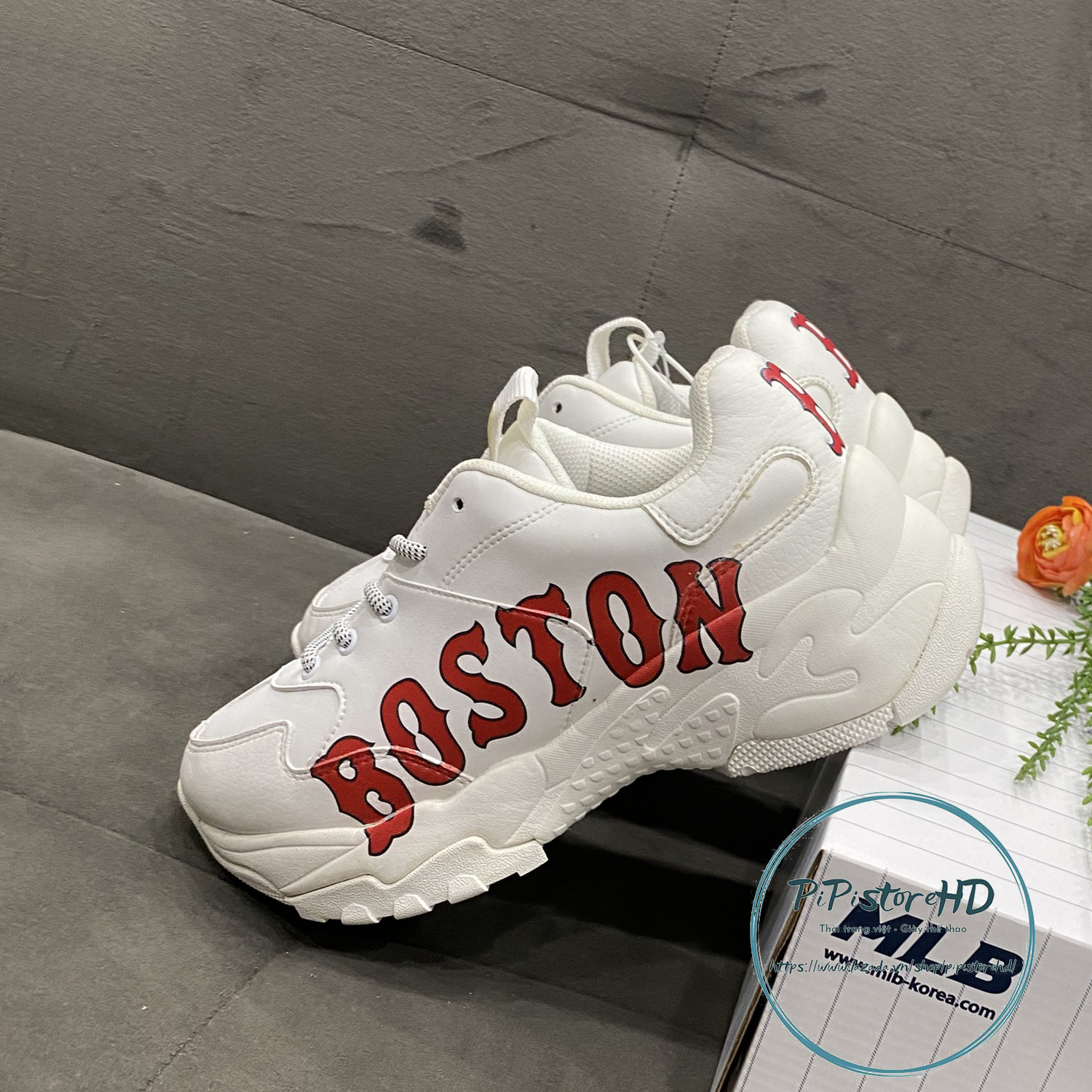 Giày mlb boston, giày boston nam nữ chữ đỏ. size 36-43