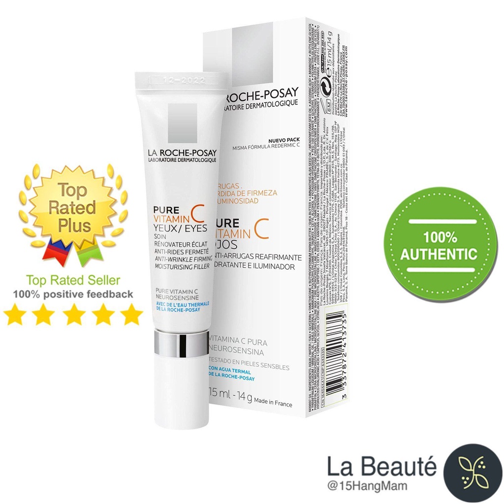 La roche-posay pure vitamin c eyes - kem dưỡng mắt vitamin c chống lão hóa, mờ thâm 15ml