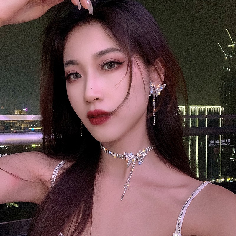 Bộ trang sức tạo hình bướm đính kim cương nhân tạo cao cấp_M1118