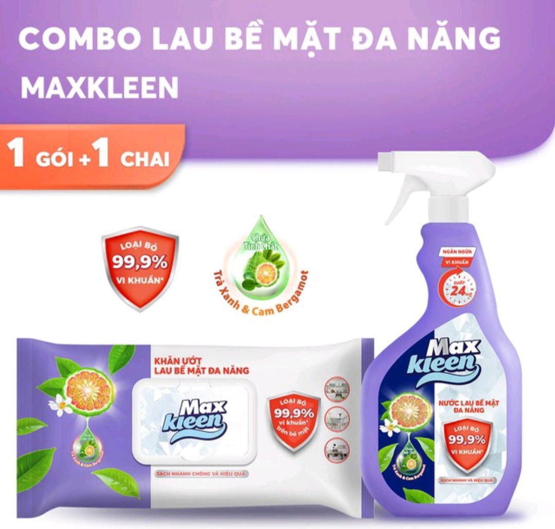 Khăn ướt lau bề mặt đa năng maxkleen