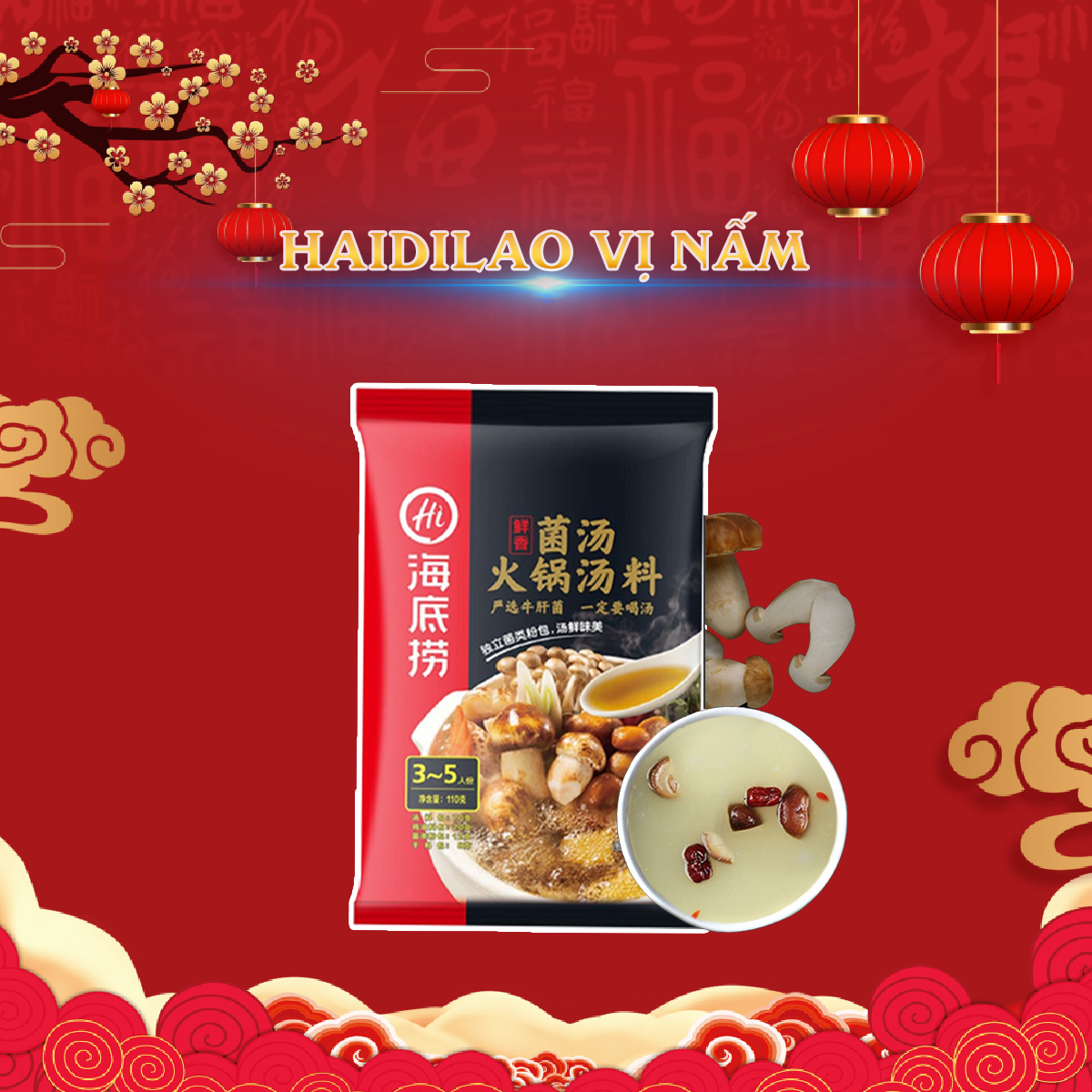 Cốt lẩu haidilao vị nấm - gia vị lẩu tứ xuyên có sẵn nhiều vị date mới