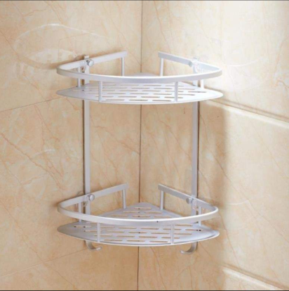 Kệ góc nhà tắm tam giác 2 tầng để xà phòng treo bông tắm chịu lực tốt S0604