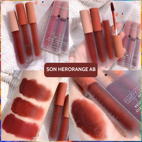 Set 3 cây son kem lì herorange velvet
