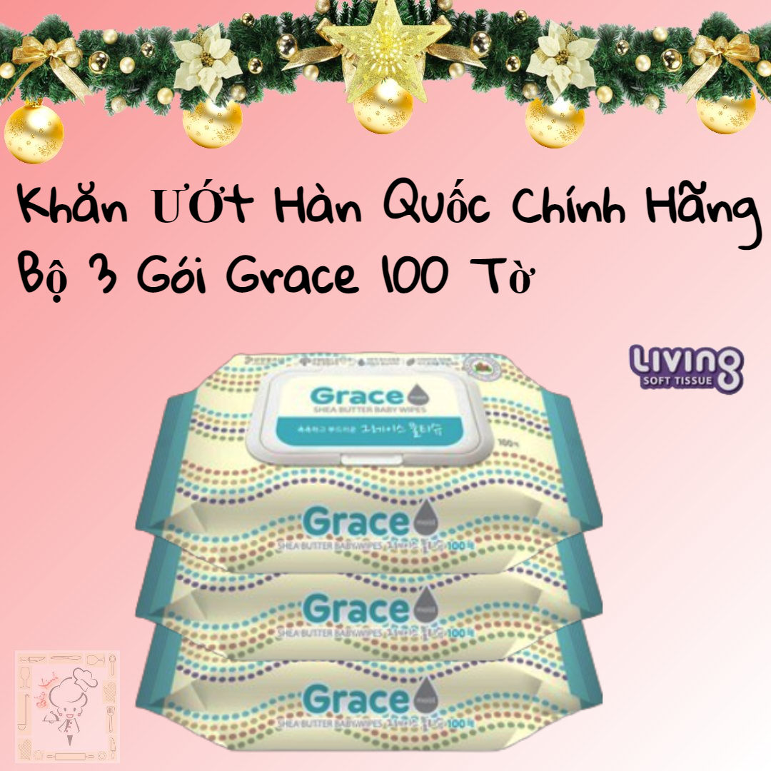 Combo 3 gói khăn ướt hàn quốc living soft tissue grace100 tờ - nhập khẩu