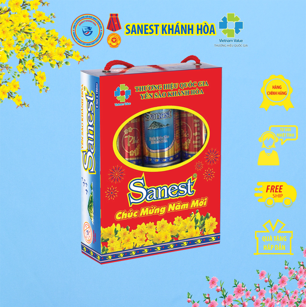 Nước yến sào khánh hòa sanest lon 190ml - hộp 6 lon