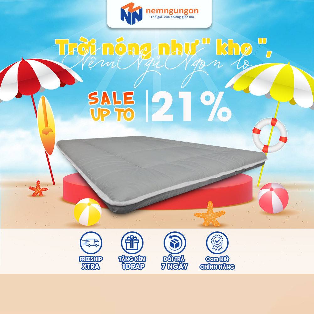 Nệm Topper xuất Nhật êm ái đủ size, Nệm gấp gọn cho 1 và 2 người ngủ kèm ga tặng