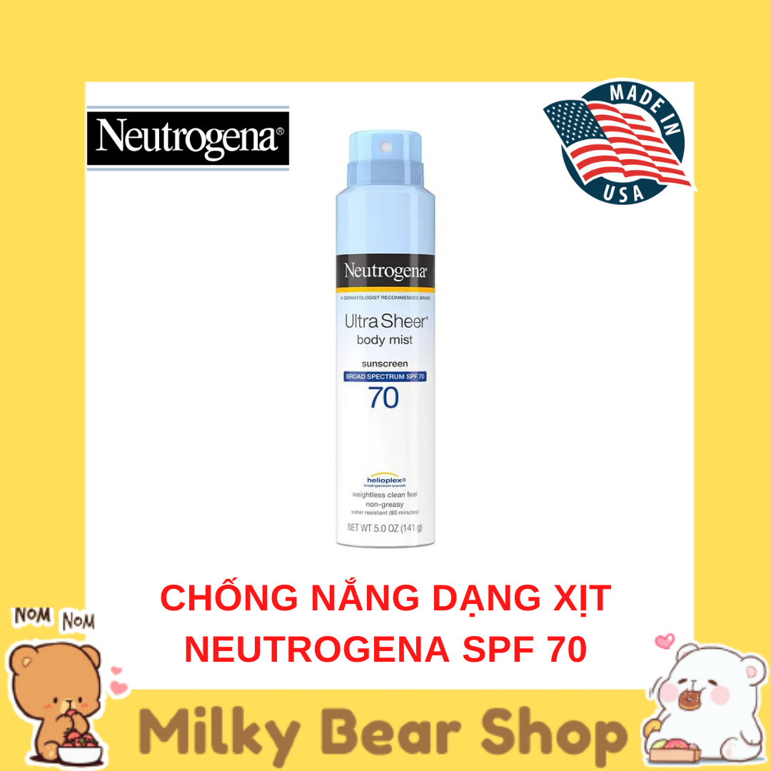 Kem xịt chống nắng body mist sunscreen broad spectrum 70 spf