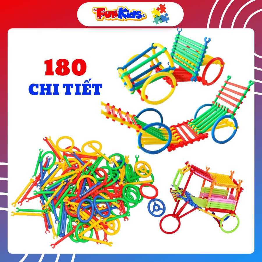 Đồ Chơi Trẻ Em Túi 180  Xếp Hình Que Nhựa Nguyên Sinh An Toàn Nhiều Màu Sắc Giúp Trẻ Từ 3 Tuổi Trở Lên Phát Triển Trí Tưởng Tượng Và Tư Duy Sáng Tạo