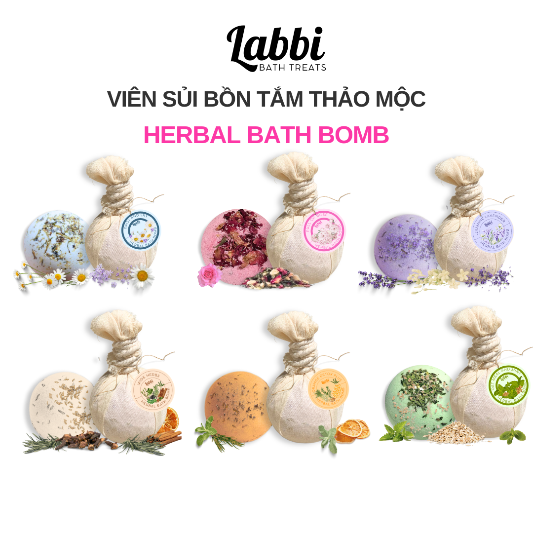 TỔNG HỢP [Labbi] Herbal Bath bomb / Viên sủi bồn tắm thảo mộc / Bom tắm