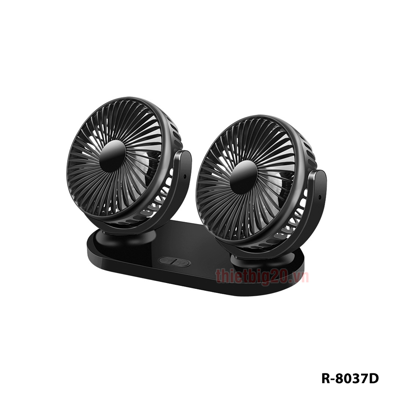 Quạt đôi mini 360 độ R-8037 - Nguồn USB 5V, dùng trên bàn, gia đình, ô tô (Hỗ trợ xe điện 12V và 24V)