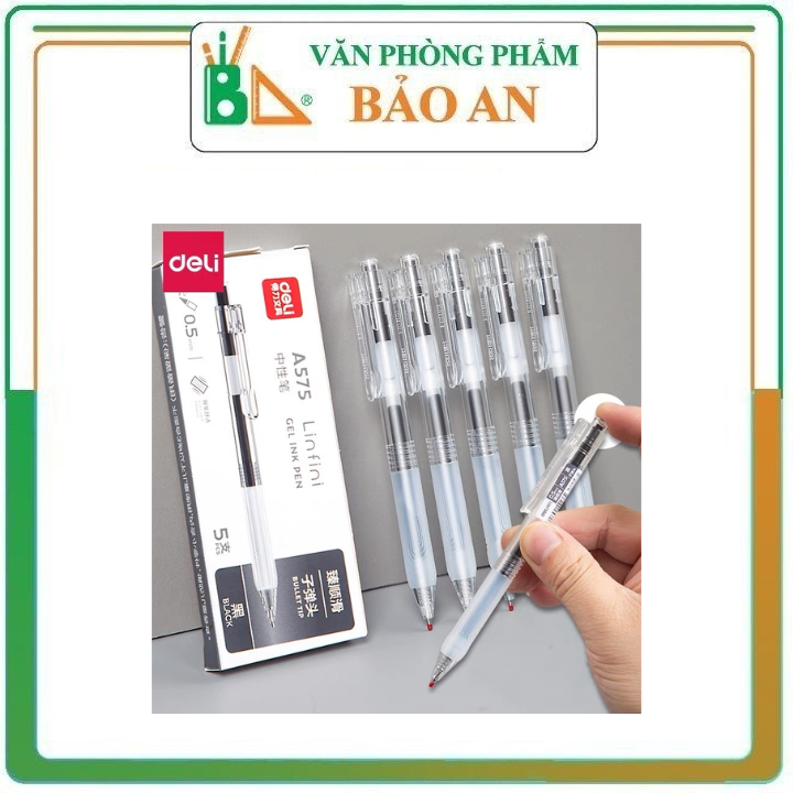 Bút Bi Mực Gel Deli A575, S101 Mực Đen Ngòi 0.5 Dùng Cho Sinh Viên, Văn Phòng có màu Xanh / Đen / Đỏ