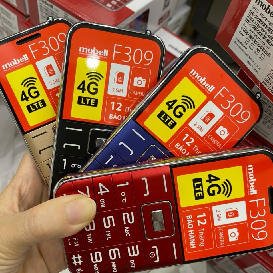 Điện thoại cho người già 4g giá rẻ mobell f309, 2 sim 2 sóng, nghe nhạc
